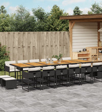17-tlg. Garten-Essgruppe mit Kissen Schwarz Poly Rattan
