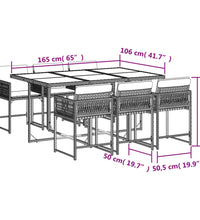 7-tlg. Garten-Essgruppe mit Kissen Grau Poly Rattan