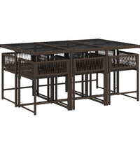 7-tlg. Garten-Essgruppe mit Kissen Braun Poly Rattan