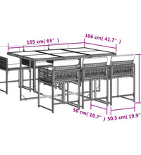 7-tlg. Garten-Essgruppe mit Kissen Braun Poly Rattan