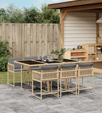 7-tlg. Garten-Essgruppe mit Kissen Beigemischung Poly Rattan
