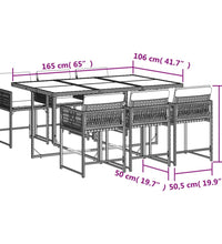 7-tlg. Garten-Essgruppe mit Kissen Grau Poly Rattan