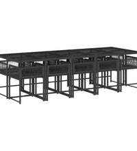 11-tlg. Garten-Essgruppe mit Kissen Schwarz Poly Rattan