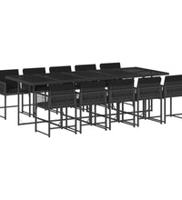 11-tlg. Garten-Essgruppe mit Kissen Schwarz Poly Rattan