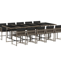 11-tlg. Garten-Essgruppe mit Kissen Grau Poly Rattan