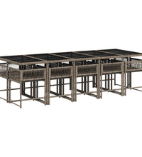 11-tlg. Garten-Essgruppe mit Kissen Grau Poly Rattan