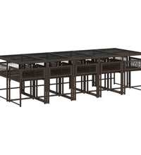 11-tlg. Garten-Essgruppe mit Kissen Braun Poly Rattan