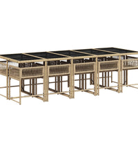 11-tlg. Garten-Essgruppe mit Kissen Beige Poly Rattan