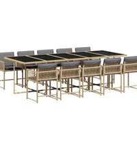 11-tlg. Garten-Essgruppe mit Kissen Beigemischung Poly Rattan