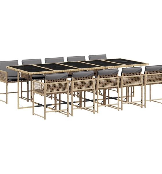 11-tlg. Garten-Essgruppe mit Kissen Beigemischung Poly Rattan