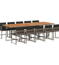 11-tlg. Garten-Essgruppe mit Kissen Grau Poly Rattan
