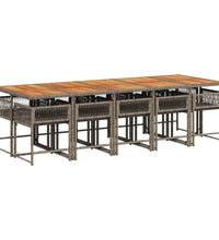 11-tlg. Garten-Essgruppe mit Kissen Grau Poly Rattan