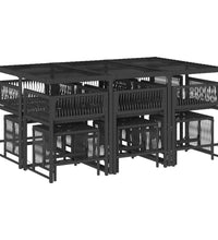 11-tlg. Garten-Essgruppe mit Kissen Schwarz Poly Rattan