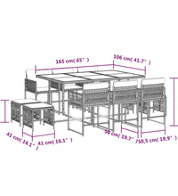 11-tlg. Garten-Essgruppe mit Kissen Schwarz Poly Rattan