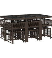 11-tlg. Garten-Essgruppe mit Kissen Braun Poly Rattan