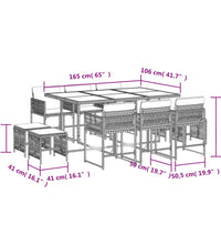 11-tlg. Garten-Essgruppe mit Kissen Braun Poly Rattan