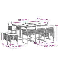 11-tlg. Garten-Essgruppe mit Kissen Beigemischung Poly Rattan