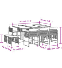 11-tlg. Garten-Essgruppe mit Kissen Grau Poly Rattan