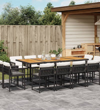 13-tlg. Garten-Essgruppe mit Kissen Schwarz Poly Rattan