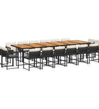 17-tlg. Garten-Essgruppe mit Kissen Schwarz Poly Rattan