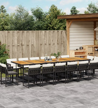 17-tlg. Garten-Essgruppe mit Kissen Schwarz Poly Rattan