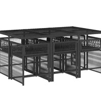 7-tlg. Garten-Essgruppe mit Kissen Schwarz Poly Rattan