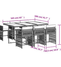 7-tlg. Garten-Essgruppe mit Kissen Schwarz Poly Rattan