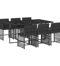 7-tlg. Garten-Essgruppe mit Kissen Schwarz Poly Rattan