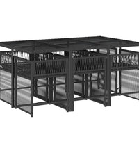 7-tlg. Garten-Essgruppe mit Kissen Schwarz Poly Rattan