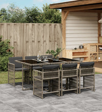 7-tlg. Garten-Essgruppe mit Kissen Grau Poly Rattan