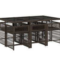 7-tlg. Garten-Essgruppe mit Kissen Braun Poly Rattan