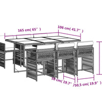 7-tlg. Garten-Essgruppe mit Kissen Braun Poly Rattan