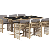 7-tlg. Garten-Essgruppe mit Kissen Beigemischung Poly Rattan