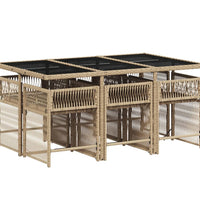 7-tlg. Garten-Essgruppe mit Kissen Beigemischung Poly Rattan