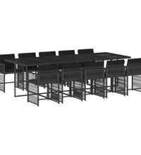 11-tlg. Garten-Essgruppe mit Kissen Schwarz Poly Rattan