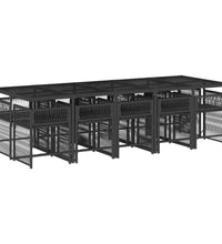 11-tlg. Garten-Essgruppe mit Kissen Schwarz Poly Rattan
