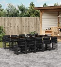 11-tlg. Garten-Essgruppe mit Kissen Schwarz Poly Rattan
