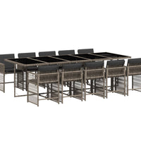 11-tlg. Garten-Essgruppe mit Kissen Grau Poly Rattan