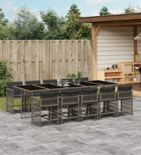 11-tlg. Garten-Essgruppe mit Kissen Grau Poly Rattan