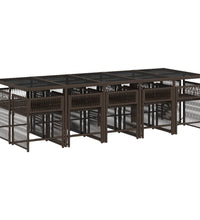 11-tlg. Garten-Essgruppe mit Kissen Braun Poly Rattan