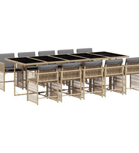 11-tlg. Garten-Essgruppe mit Kissen Beigemischung Poly Rattan