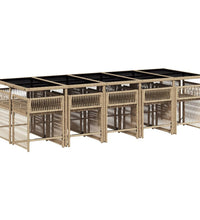 11-tlg. Garten-Essgruppe mit Kissen Beigemischung Poly Rattan