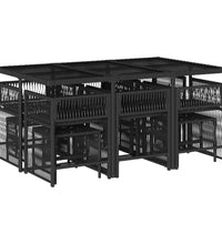 11-tlg. Garten-Essgruppe mit Kissen Schwarz Poly Rattan