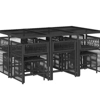 11-tlg. Garten-Essgruppe mit Kissen Schwarz Poly Rattan