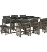 11-tlg. Garten-Essgruppe mit Kissen Grau Poly Rattan