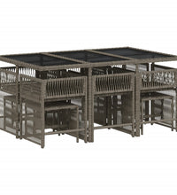 11-tlg. Garten-Essgruppe mit Kissen Grau Poly Rattan