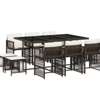 11-tlg. Garten-Essgruppe mit Kissen Braun Poly Rattan