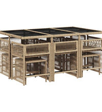 11-tlg. Garten-Essgruppe mit Kissen Beige Poly Rattan
