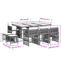 11-tlg. Garten-Essgruppe mit Kissen Beige Poly Rattan
