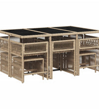 11-tlg. Garten-Essgruppe mit Kissen Beigemischung Poly Rattan